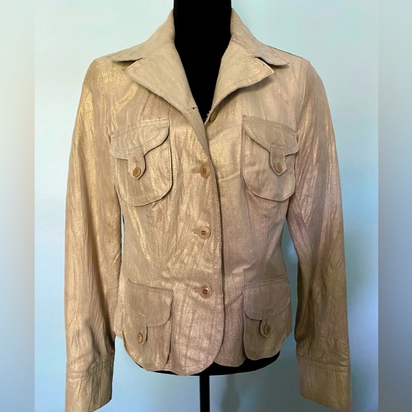 W by Worth | Jackets & Coats | Worth Metallic Gold Leather Jacket ...